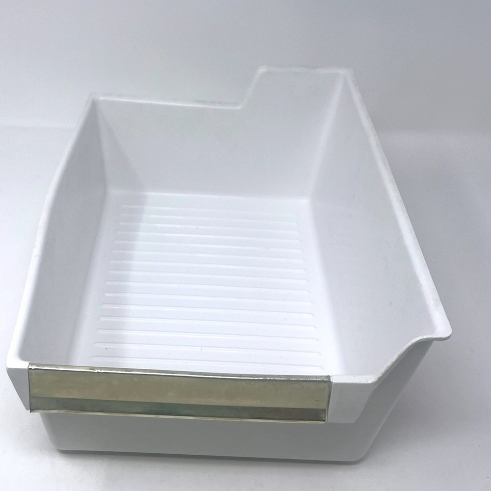 Vintage Gibson Refrigerator Freezer Ice Bin Bucket 69032 White Gold Trim 12x9x5.